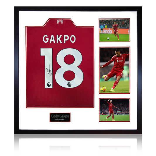 Cody Gakpo Signed Liverpool Shirt Elite Frame (ACG Cert)