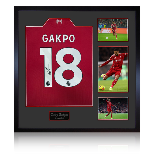 Cody Gakpo Signed Liverpool Shirt Elite Frame (ACG Cert)