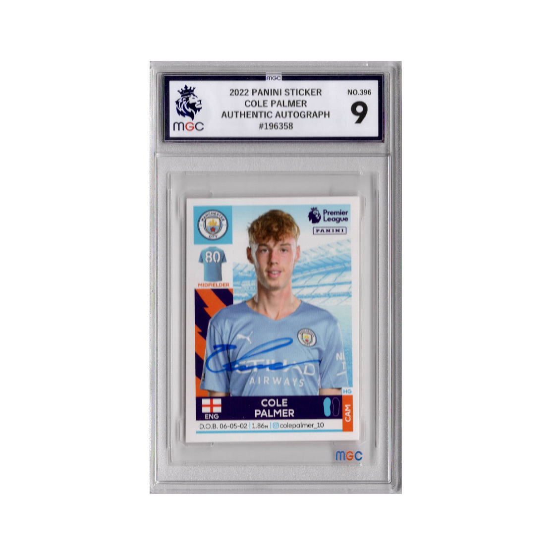 Cole Palmer Signed Manchester City Panini Rookie Sticker