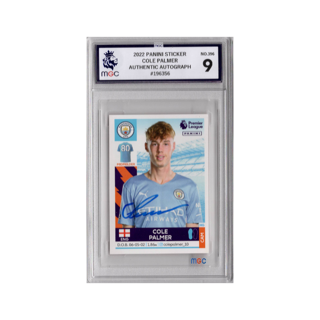 Cole Palmer Signed Manchester City Panini Rookie Sticker