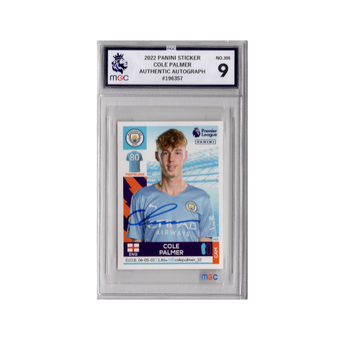 Cole Palmer Signed Manchester City Panini Rookie Sticker
