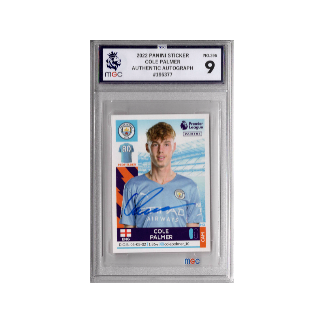 Cole Palmer Signed Manchester City Panini Rookie Sticker