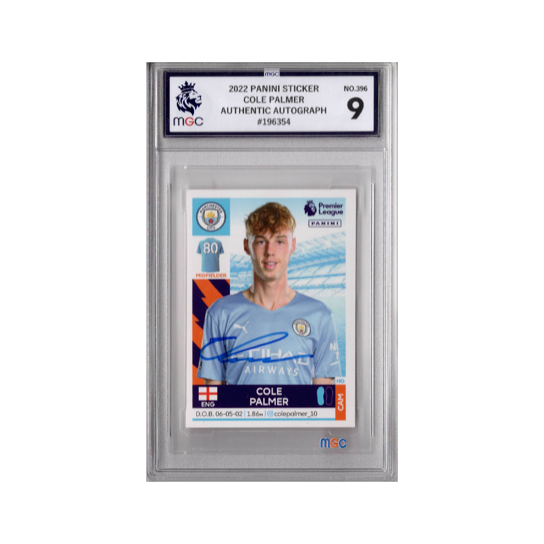 Cole Palmer Signed Manchester City Panini Rookie Sticker