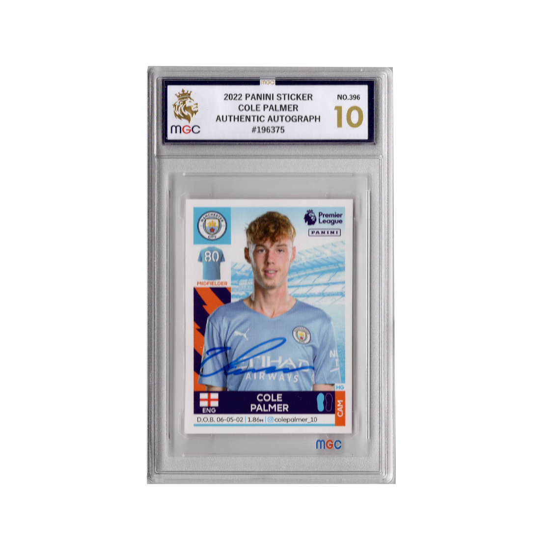 Cole Palmer Signed Manchester City Panini Rookie Sticker