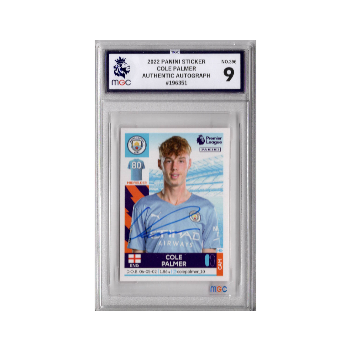 Cole Palmer Signed Manchester City Panini Rookie Sticker