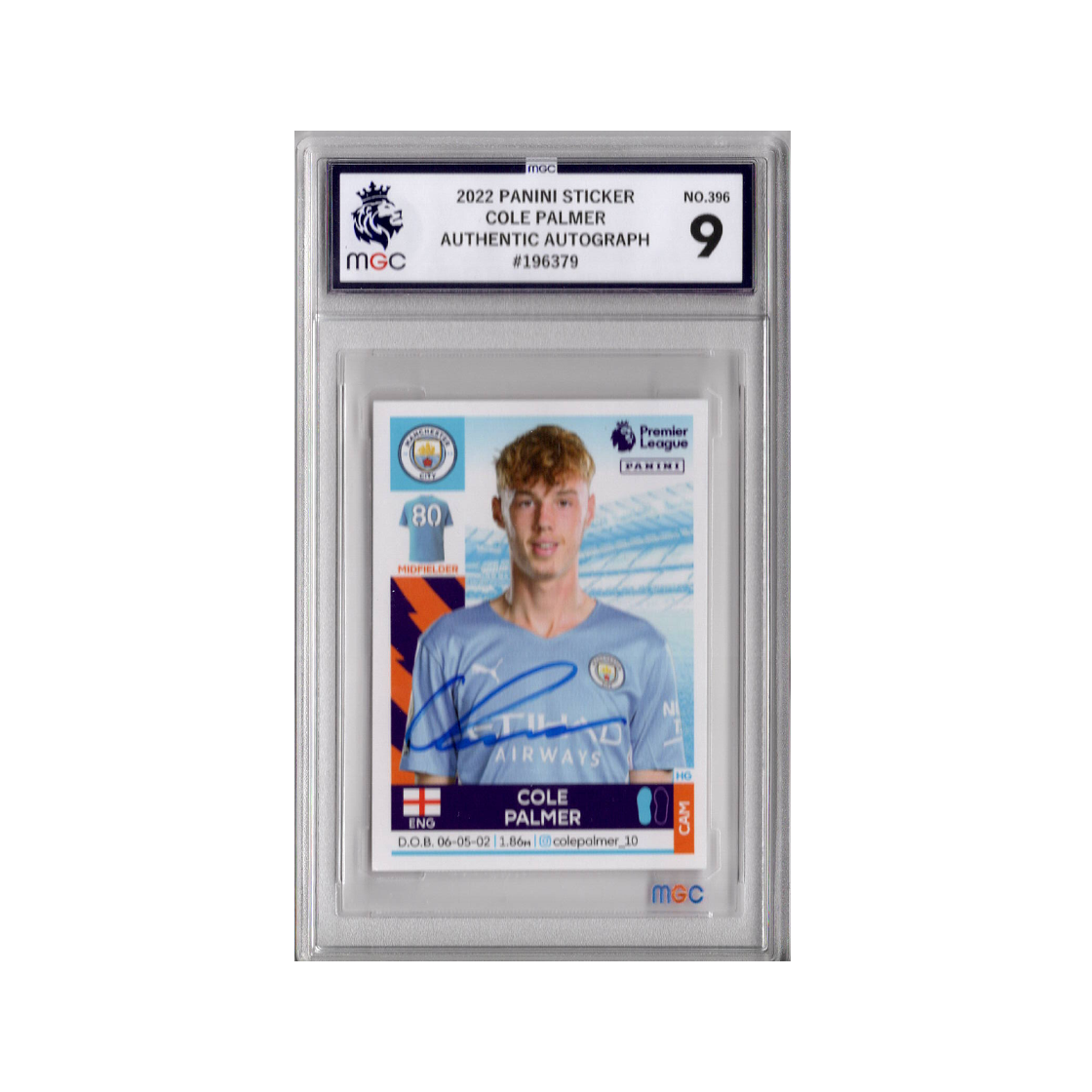 Cole Palmer Signed Manchester City Panini Rookie Sticker