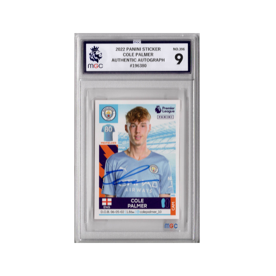Cole Palmer Signed Manchester City Panini Rookie Sticker