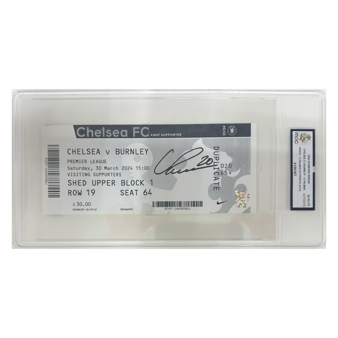 Cole Palmer Signed Chelsea v Burnley Ticket