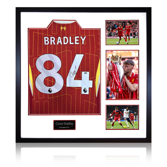 Conor Bradley Signed Liverpool Shirt Elite Frame (ACG Cert)
