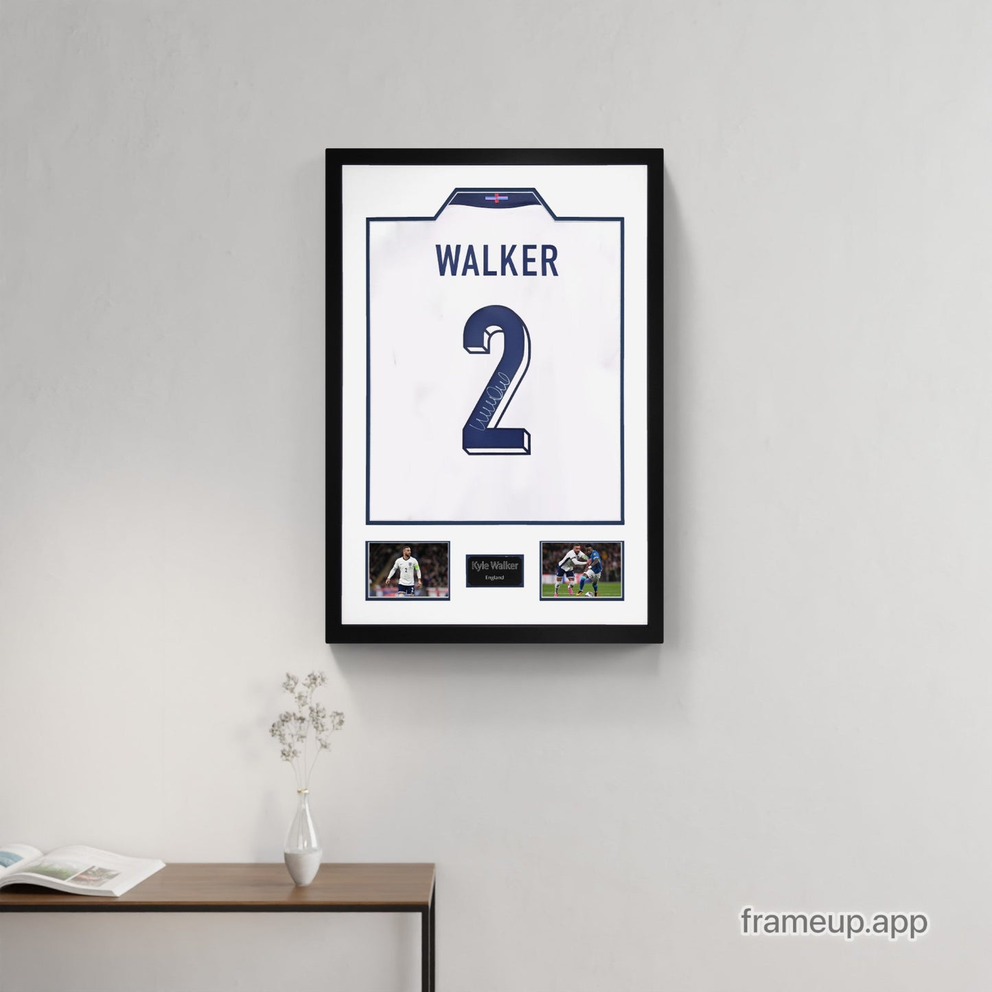 Kyle Walker Signed England Shirt Premium Frame