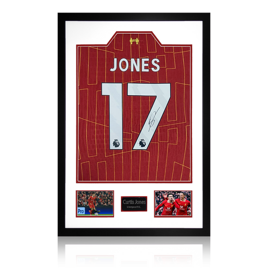 Curtis Jones Signed Liverpool Shirt Premium Frame (AFTAL Authentication)