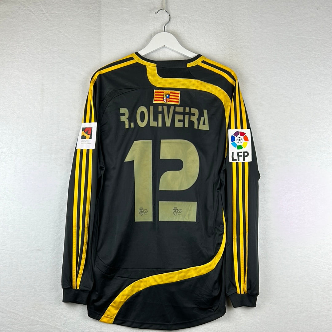 Real Zaragoza 2007-2008 Player Issue Centenary L/S Away Shirt - Large - Oliveira 12