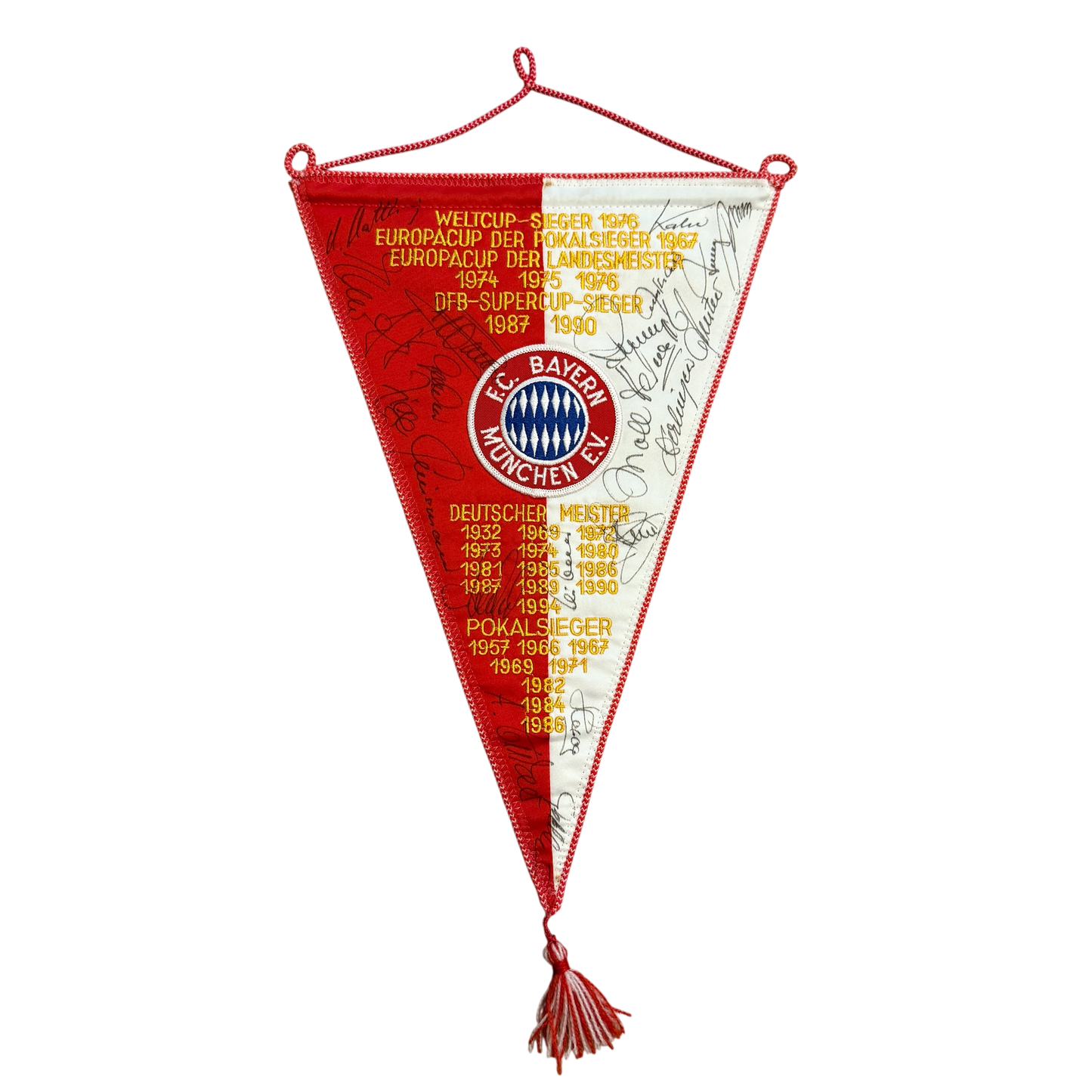 Bayern Munich pennant with club logo and text on a white background