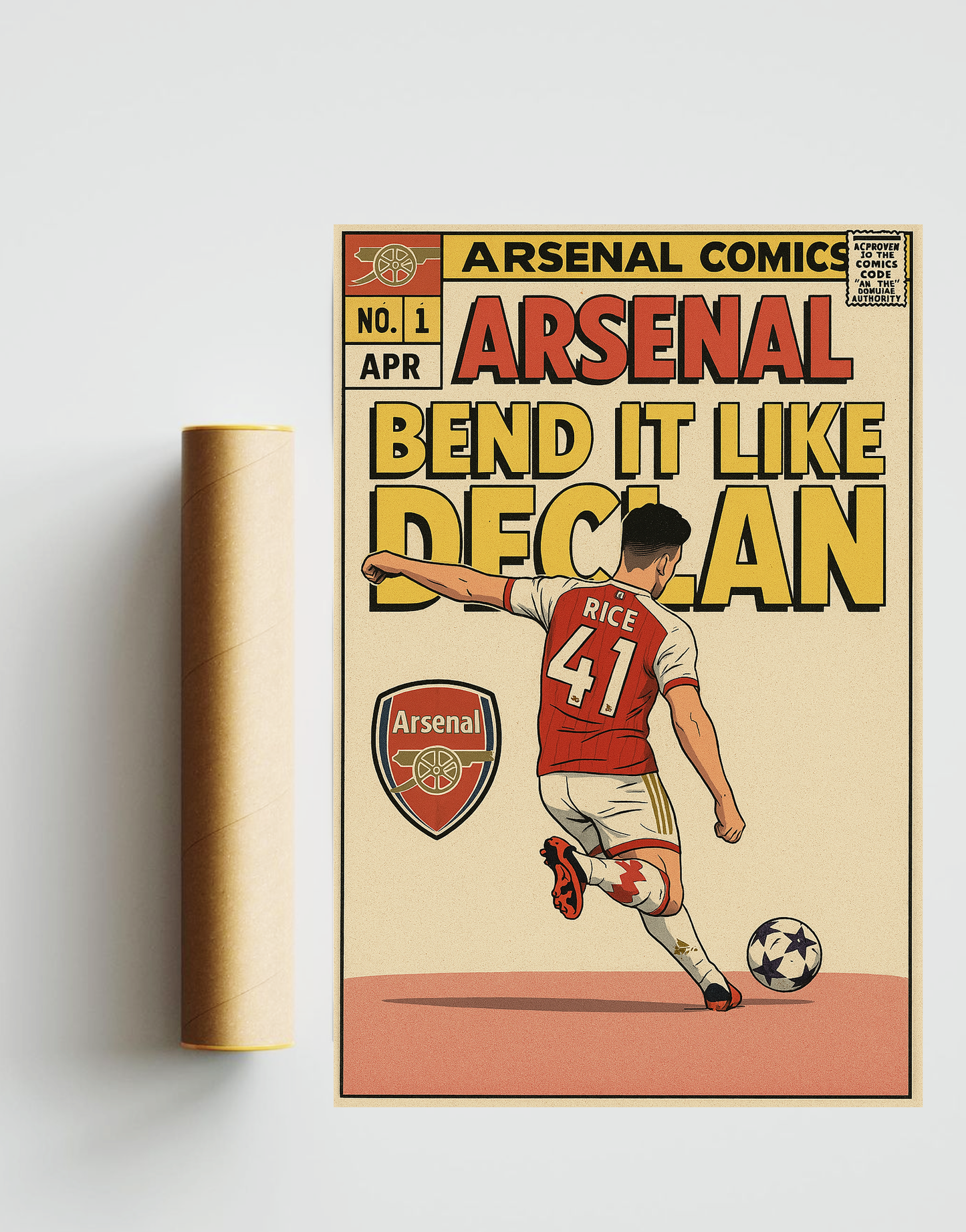 Declan Rice Comic Book Style A3 Print