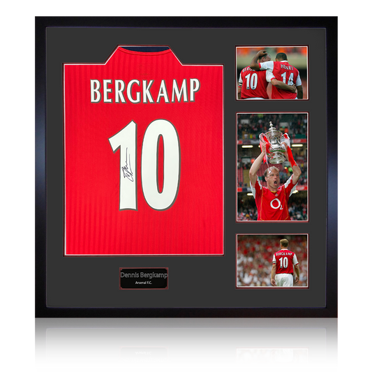 Dennis Bergkamp Signed Arsenal Shirt Elite Frame
