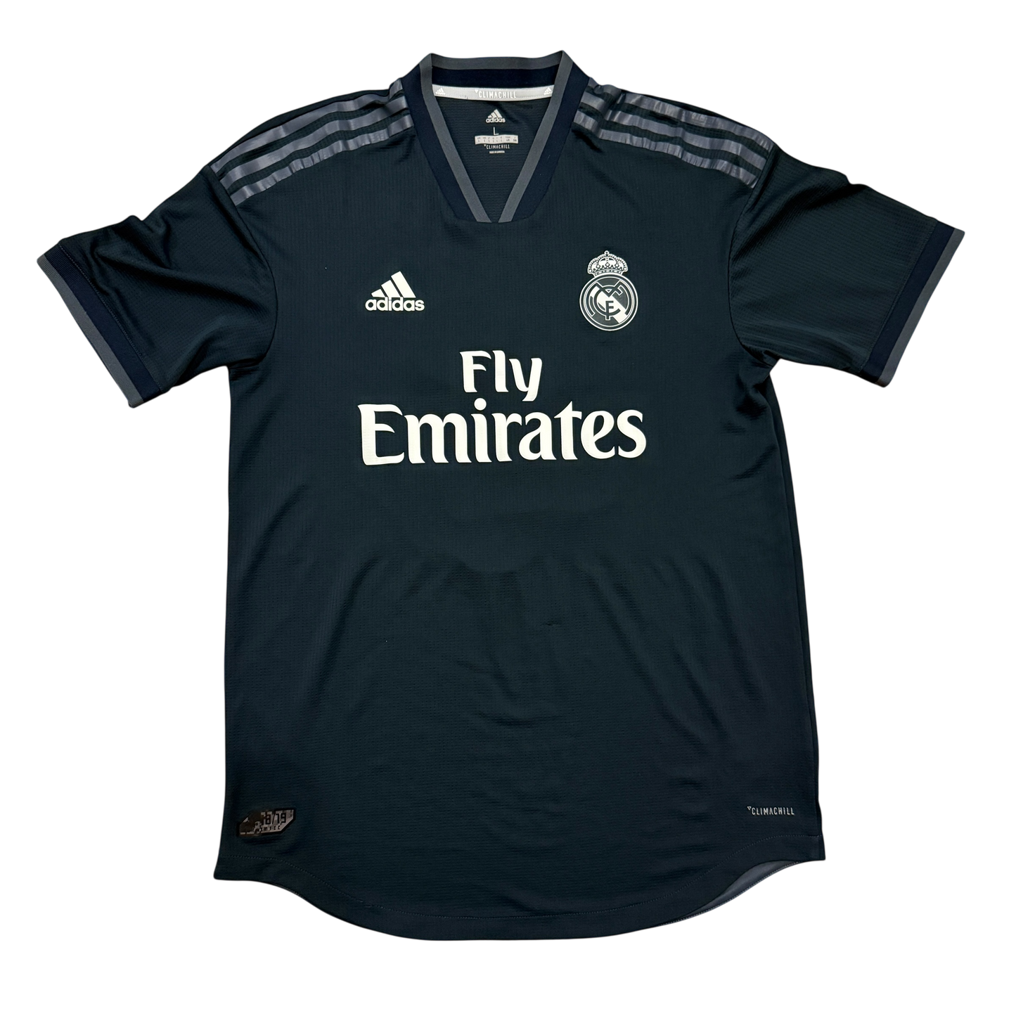 Black sports jersey with Adidas and Real Madrid logos - The Real Madrid 2018/2019 Climachill Away Shirt