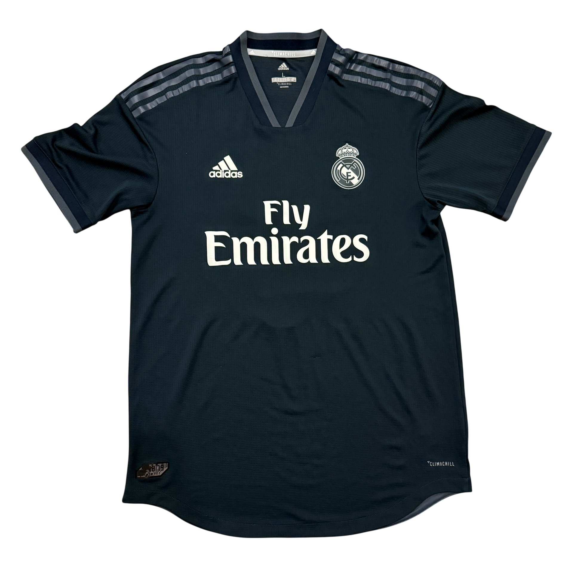 Black sports jersey with Adidas and Real Madrid logos - The Real Madrid 2018/2019 Climachill Away Shirt