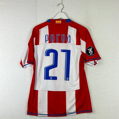 Atletico Madrid 2007/2008 Player Issue Home Shirt - Perea 27 - Champions League