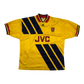 Yellow Arsenal 1993/1994 Away - jersey with black stripes and JVC branding