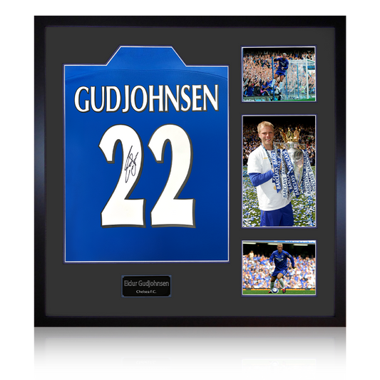 Eidur Gudjohnsen Signed Chelsea Shirt Elite Frame
