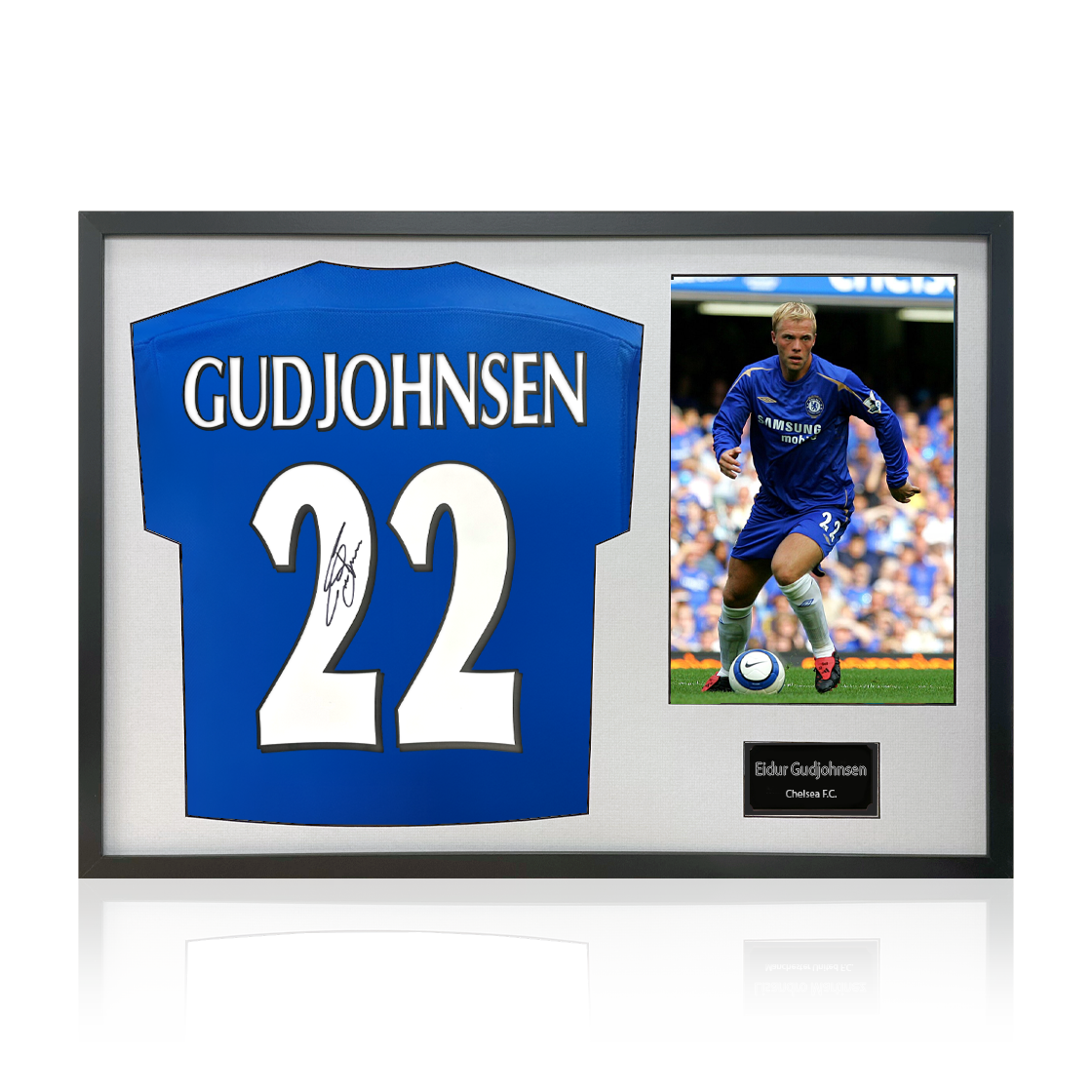 Eidur Gudjohnsen Signed Chelsea Shirt Classic Frame