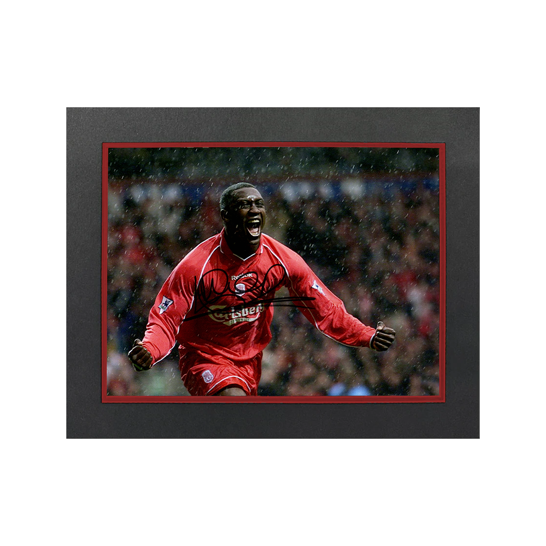 Emile Heskey Signed Liverpool 16x12 Image Deluxe Mount