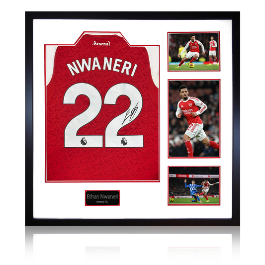 Ethan Nwaneri Signed Arsenal Shirt Elite Frame