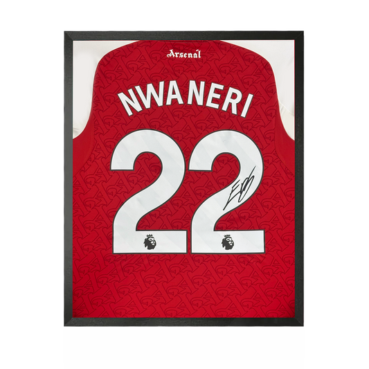 Ethan Nwaneri Signed Arsenal Shirt Compact Frame
