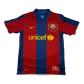 Red and blue Barcelona 2007/08 Home jersey with Nike logo and Unicef branding on a white background