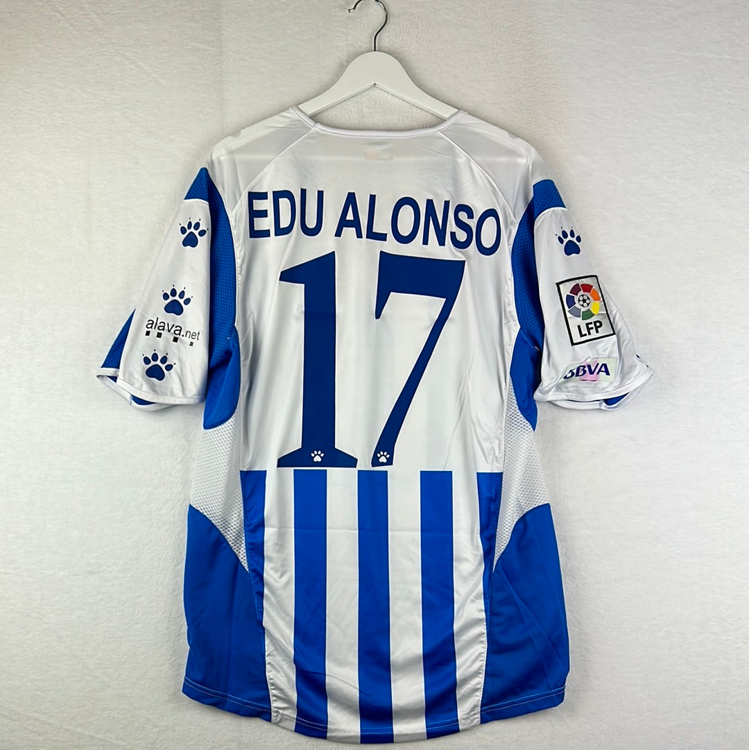 Alaves 2006-2007 Match Worn Home Shirt - Large - Edu Alonso 17