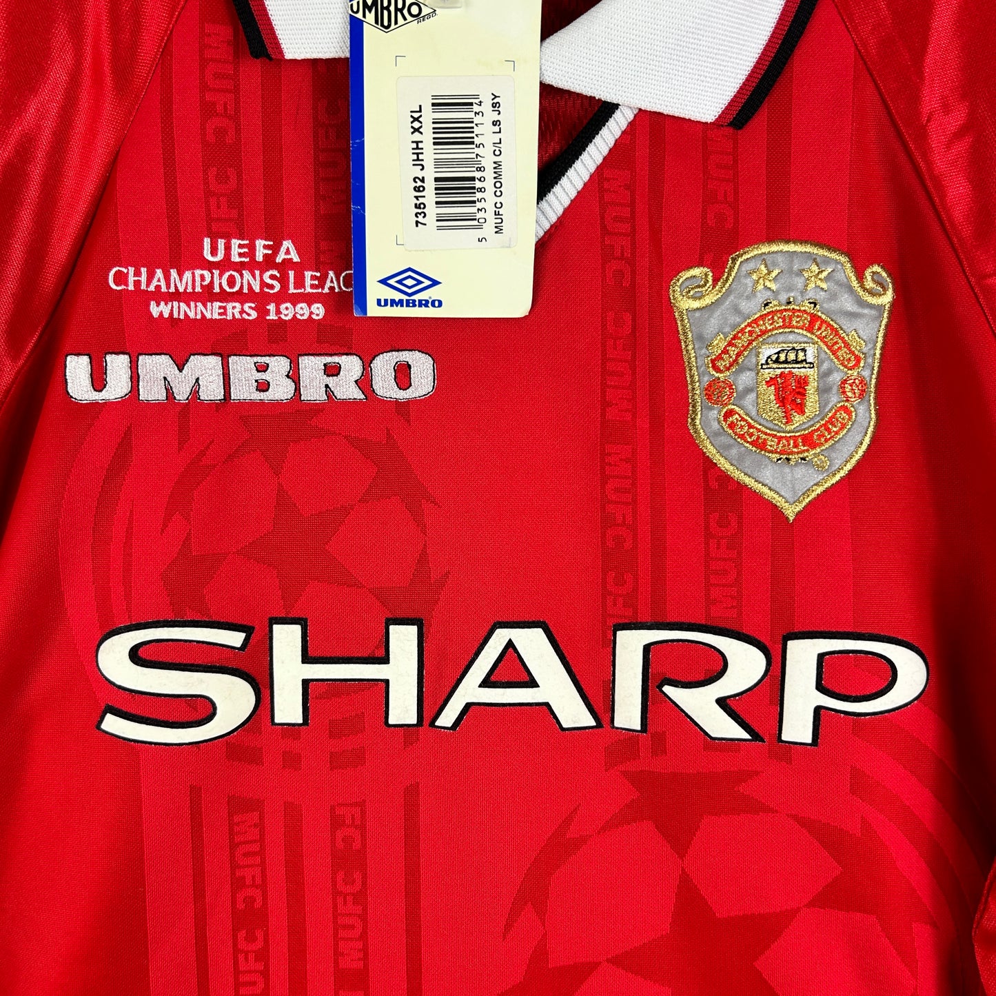 Manchester United 1999 European Home Shirt 2 Star - BNWT - Long Sleeve