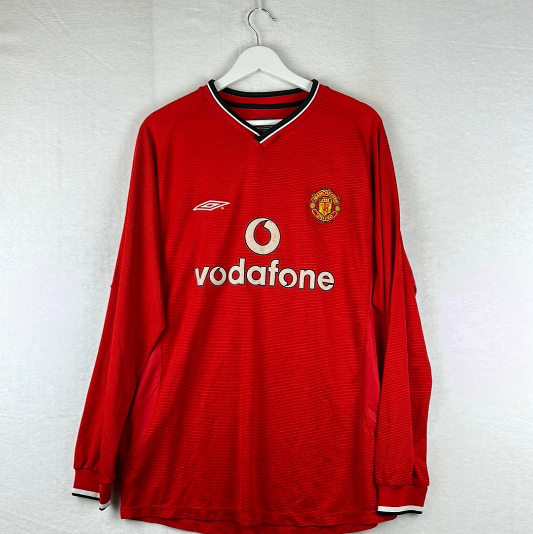 Manchester United 2000-2001-2002 Home Shirt - Large - Beckham 7 - Long Sleeve