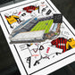Fulham Kit Collage Retro Shirts & Stadium Football Print