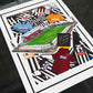Grimsby Kit Collage Retro Shirts & Stadium Football Print