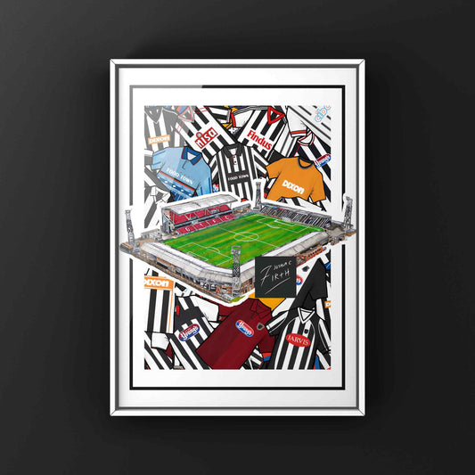 Grimsby Kit Collage Retro Shirts & Stadium Football Print