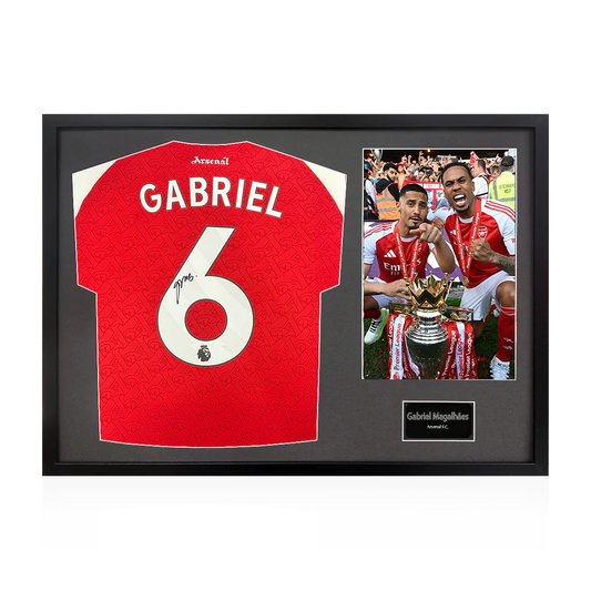 Gabriel Magalhães Signed Arsenal Champions Shirt Classic Frame