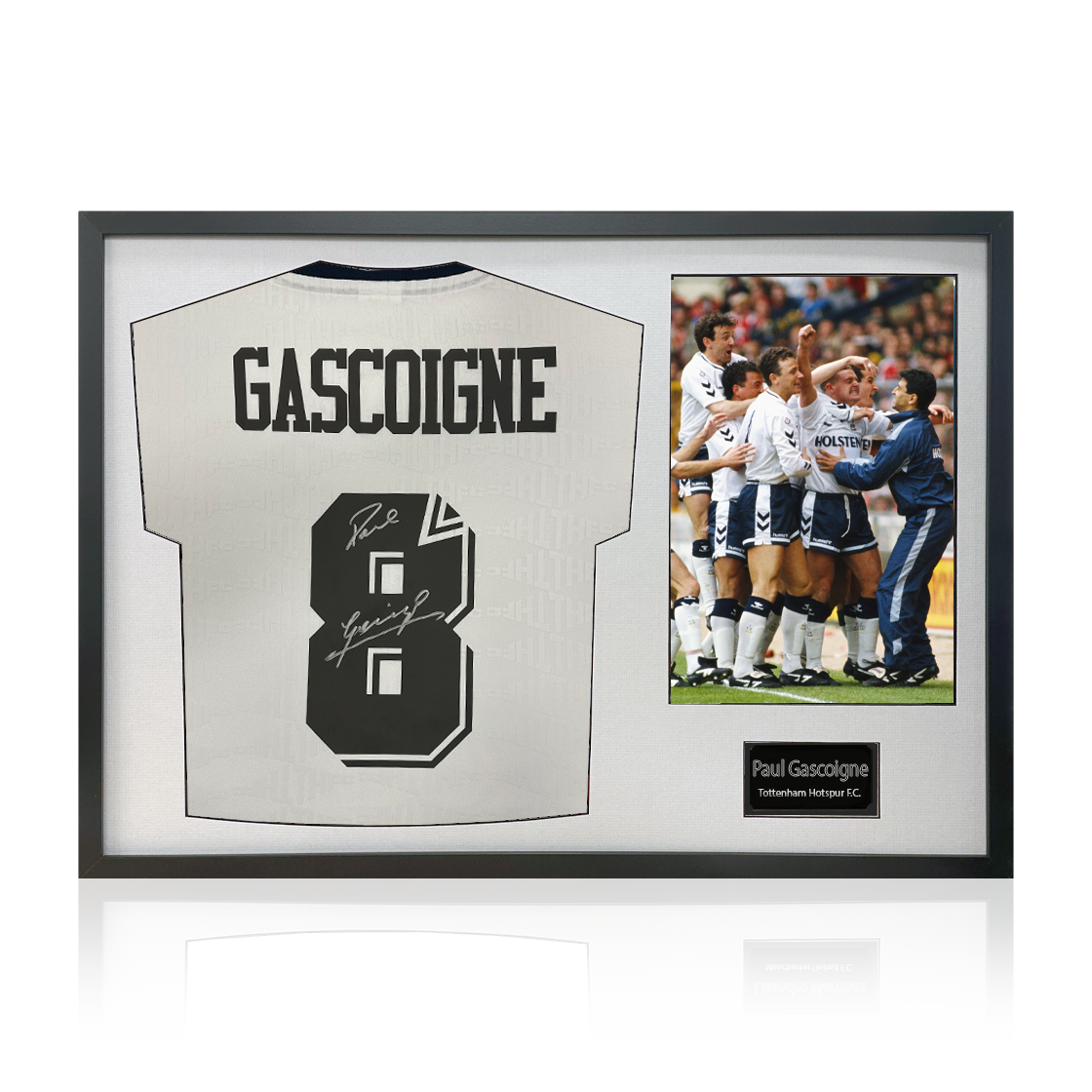 Paul Gascoigne Signed Tottenham Hotspur Shirt Classic Frame.