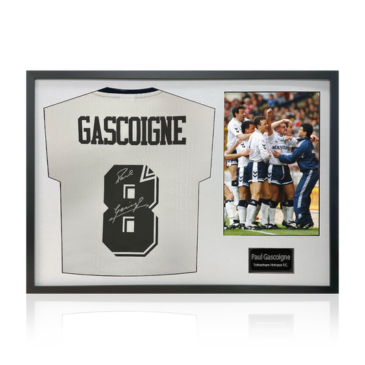 Paul Gascoigne Signed Tottenham Hotspur Shirt Classic Frame.