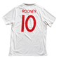 White t-shirt with 'ROONEY 10' printed on the back against a gray background