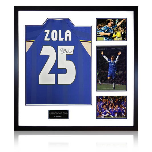 Gianfranco Zola Signed Chelsea Shirt Elite Frame