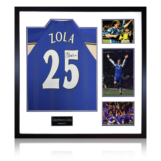 Gianfranco Zola Signed Chelsea Shirt Elite Frame