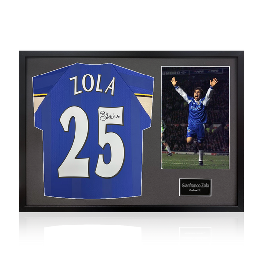 Gianfranco Zola Signed Chelsea Shirt Classic Frame