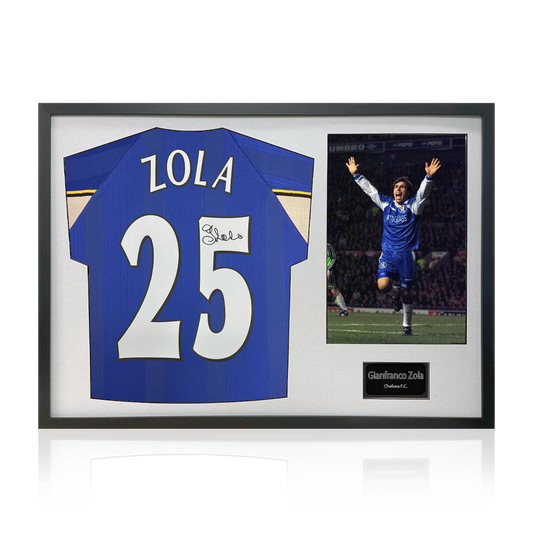 Gianfranco Zola Signed Chelsea Shirt Classic Frame