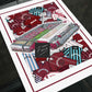 Hearts Kit Collage Retro Shirts & Stadium Football Print