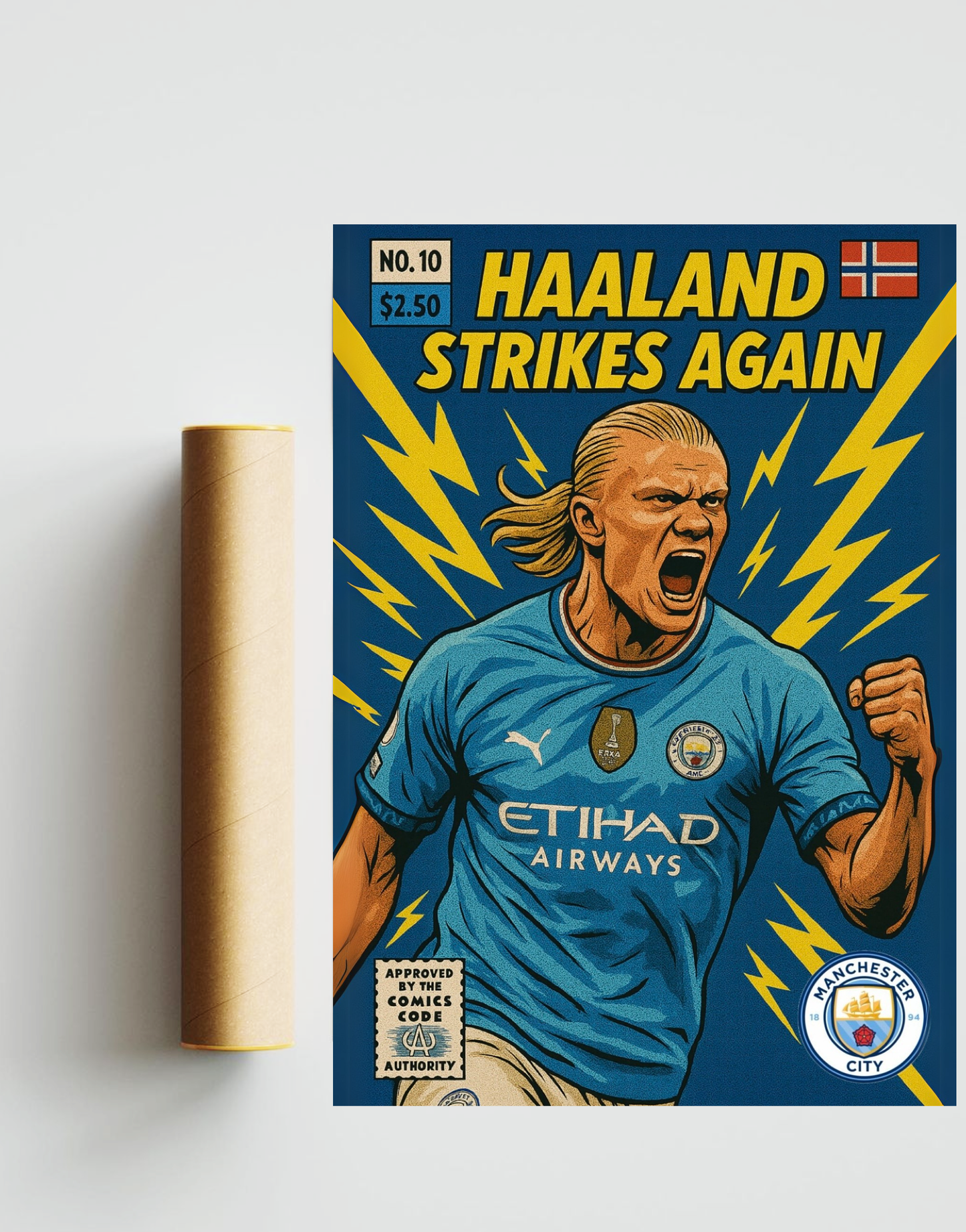 Erling Haaland Comic Book Style A3 Print