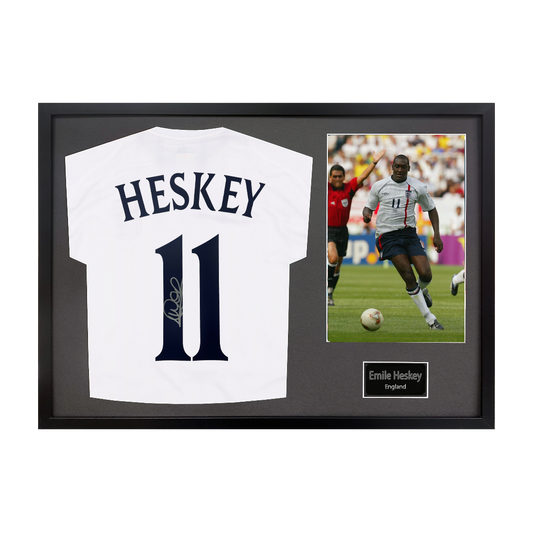 Emile Heskey Signed England Shirt Classic Frame