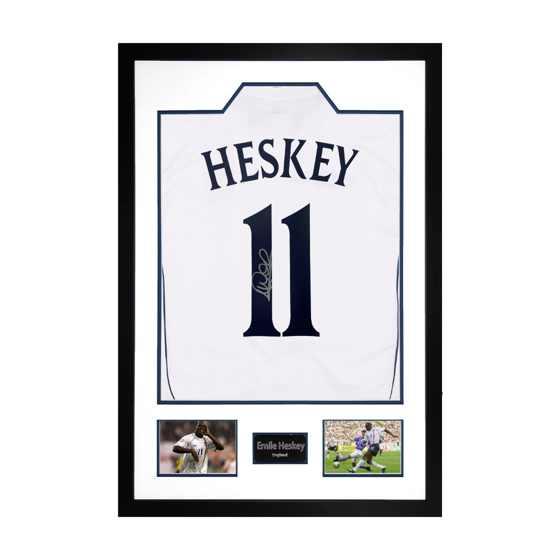 Emile Heskey Signed England Shirt Premium Frame