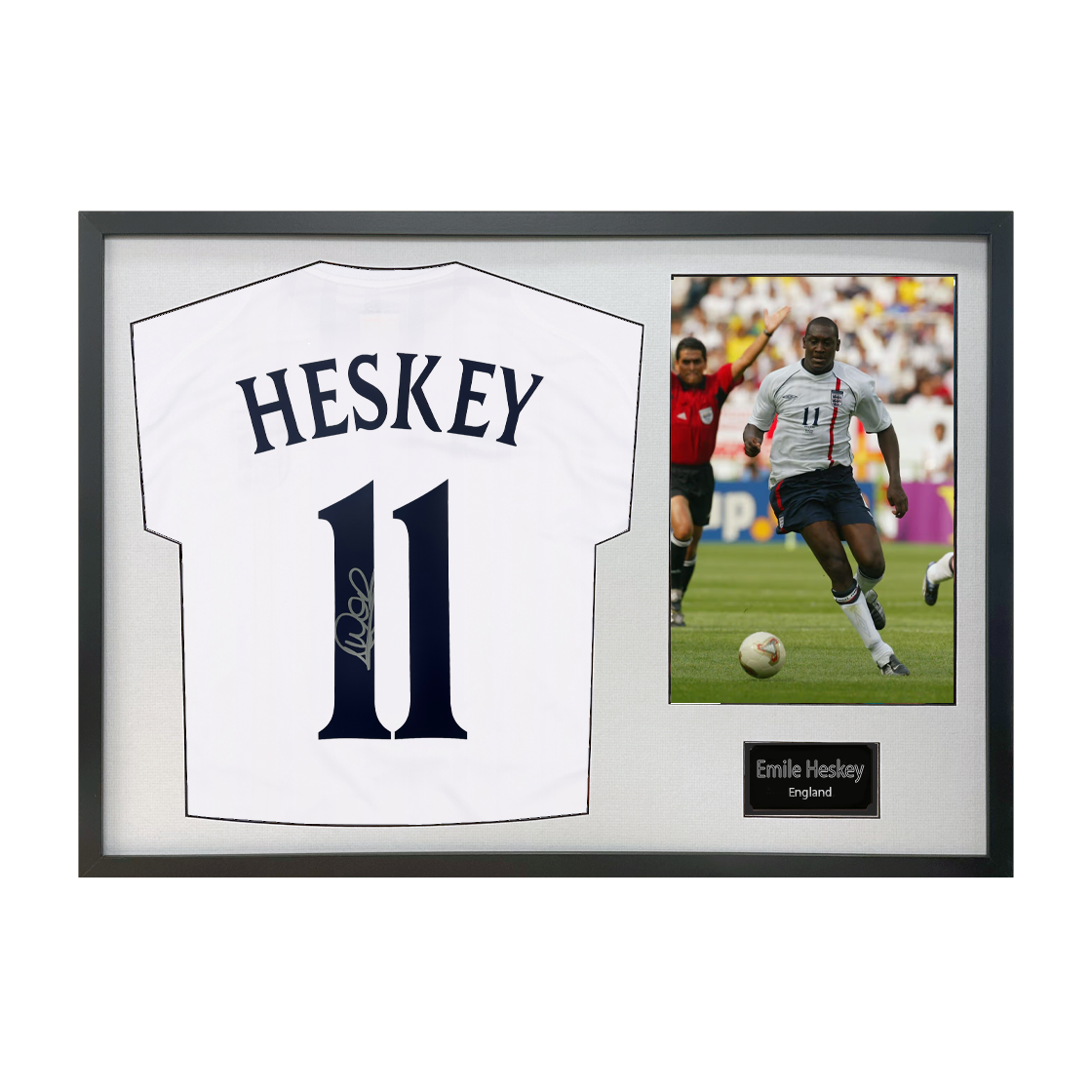 Emile Heskey Signed England Shirt Classic Frame