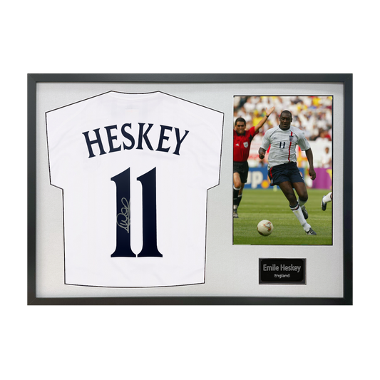 Emile Heskey Signed England Shirt Classic Frame
