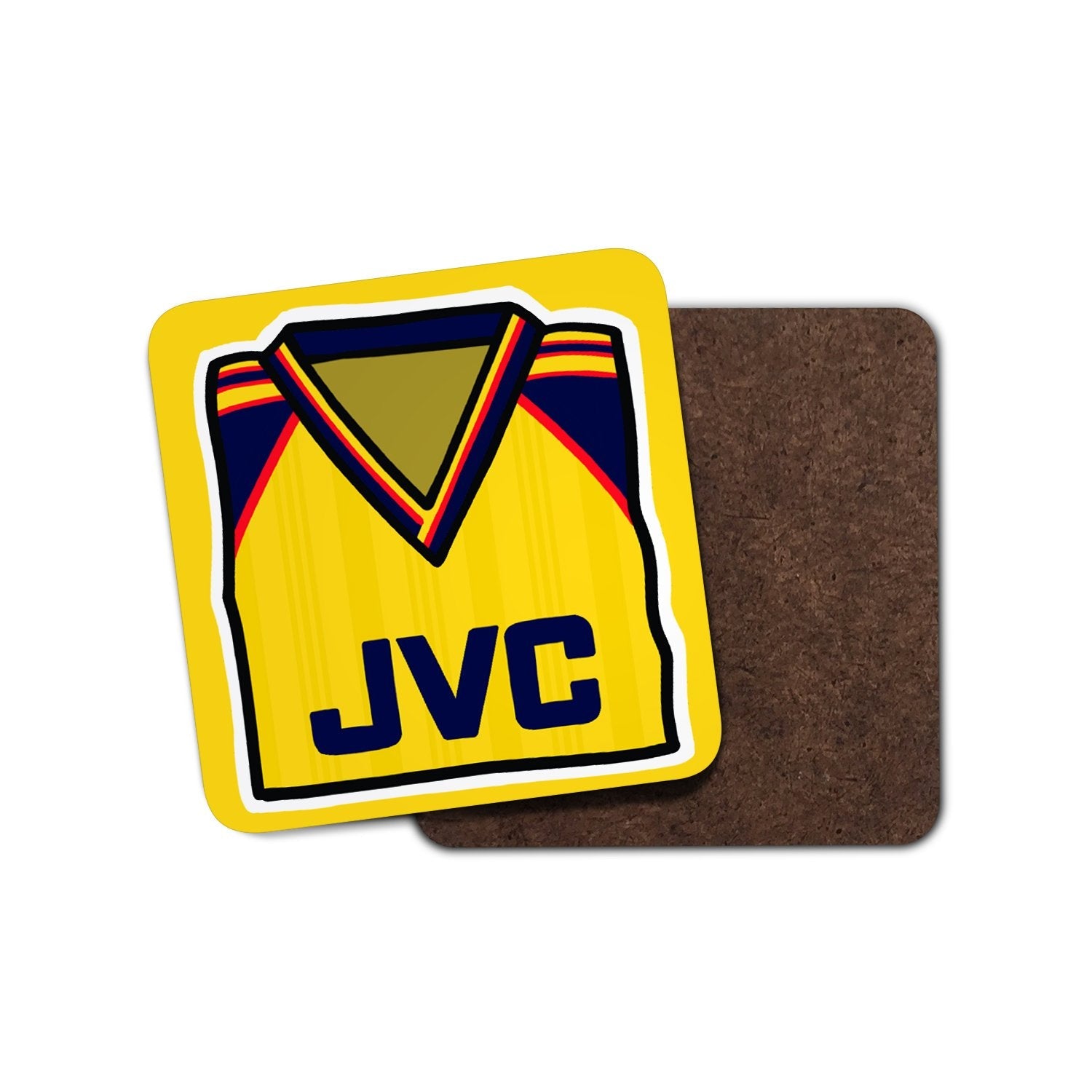 Arsenal 1989 away shirt coaster featuring the iconic yellow and navy design from the Anfield title win season